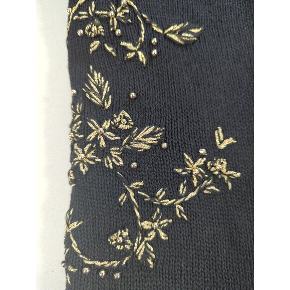 Victoria Jones Y2K Black Floral Embroidered Sweater Top Sz S Cottagecore - Picture 10 of 11